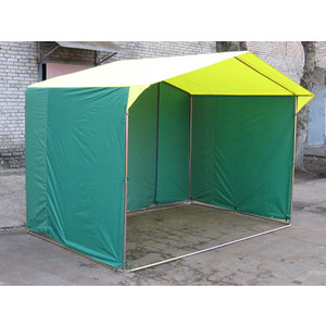 фото Палатка торговая митек домик 3,0х2,0 (труба d - 25 мм)(желтый/зеленый)