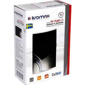 Антенна телевизионная Kromax FLAT-05 (комнатная, активная, 28 дБ, 220В) черная