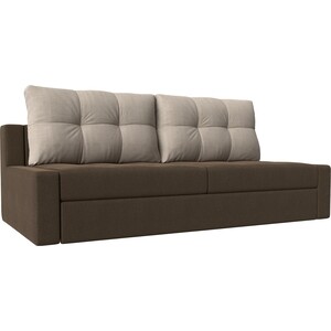 фото Прямой диван лига диванов мартин рогожка коричневы подушки бежевый