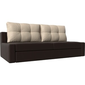 фото Прямой диван лига диванов мартин экокожа коричневый подушки бежевый