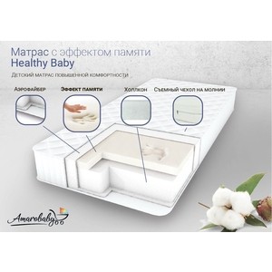 фото Матрас детский amarobaby с эффектом памяти healthy baby (прямоугольный) 1190 x 600 х 120