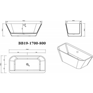Акриловая ванна BelBagno 170x80 (BB19-1700-800)