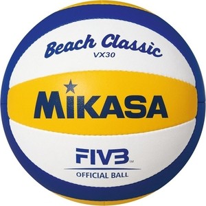фото Мяч для водного поло mikasa vx30, р.5, реплика офиц. мяча fivb для пляж.вол. vls300, белый-синий-жёлтый