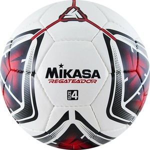 фото Мяч футбольный mikasa regateador4-r, р.4, бело-черно-красный