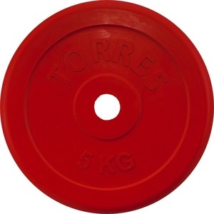 фото Диск обрезиненный torres 5 кг. 25 мм. красный