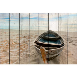 фото Картина на дереве дом корлеоне одинокая лодка 100x150 см