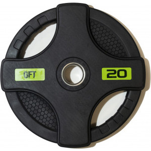 фото Диск обрезиненный original fit tools олимпийский черный с двумя хватами 20 кг