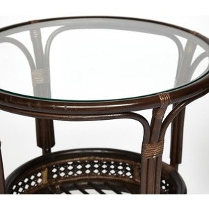 фото Террасный комплект (стол со стеклом + 2 кресла) tetchair pelangi ротанг walnut (грецкий орех)