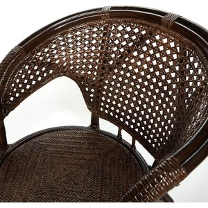 фото Террасный комплект (стол со стеклом + 2 кресла) tetchair pelangi ротанг walnut (грецкий орех)