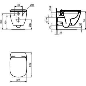 Унитаз подвесной безободковый Ideal Standard Tesi с сиденьем микролифт (T350301, T352701)