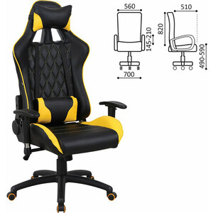 Кресло компьютерное Brabix GT Master GM-110 две подушки экокожа черное/желтое (531927)