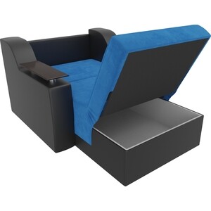 Кресло-кровать аккордеон АртМебель Сенатор велюр голубой экокожа черный (60)