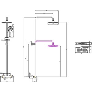 Душевой уголок Ambassador Forsa 140х70 с душевой системой Lemark, прозрачный, хром (17021109AX-70AX, LM7010C)
