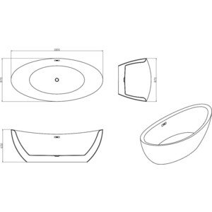 Акриловая ванна Vincea 180x85 со смесителем, слив-перелив (VBT-203, F7514100)