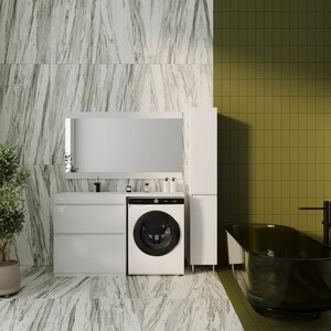 Мебель для ванной Style line Даллас Люкс 78 (140L) напольная, под стиральную машину, белая эмаль