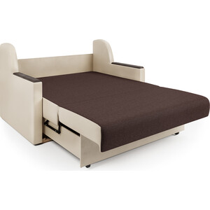 Диван-кровать Шарм-Дизайн Аккорд Д 100 рогожка шоколад и экокожа беж
