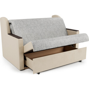 фото Шарм-дизайн диван-кровать аккорд д 100 экокожа беж и серый шенилл