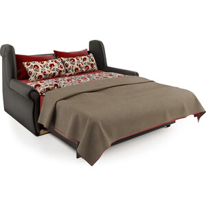 Диван-кровать Шарм-Дизайн Аккорд М 100 рогожка латте и экокожа шоколад