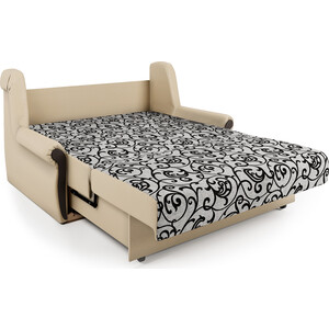 Диван-кровать Шарм-Дизайн Аккорд М 100 экокожа беж и узоры