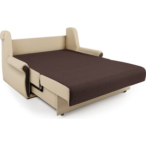Диван-кровать Шарм-Дизайн Аккорд М 120 рогожка шоколад и экокожа беж