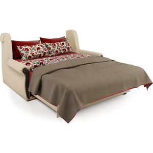 Диван-кровать Шарм-Дизайн Аккорд М 120 рогожка шоколад и экокожа беж