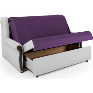 Диван-кровать Шарм-Дизайн Аккорд М 120 фиолетовая рогожка и экокожа белая