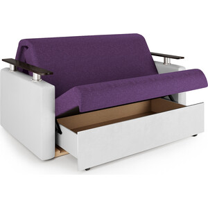 фото Шарм-дизайн диван-кровать шарм 140 фиолетовая рогожка и экокожа белая