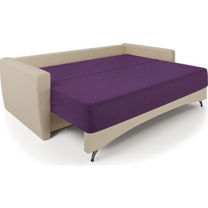 Диван-кровать Шарм-Дизайн Опера 130 экокожа беж и фиолетовая рогожка
