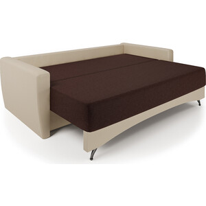 Диван-кровать Шарм-Дизайн Опера 150 экокожа беж и рогожка шоколад