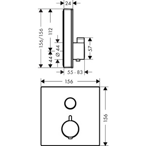 Термостат для душа Hansgrohe ShowerSelect Glass для механизма 01800180, белый/хром (15737400)