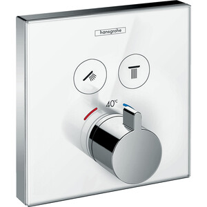 Термостат для ванны Hansgrohe ShowerSelect Glass с механизмом, белый/хром (15738400, 1800180)