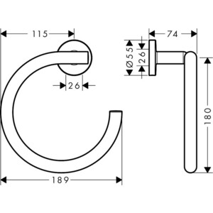 Полотенцедержатель кольцо Hansgrohe Logis Universal хром (41724000)