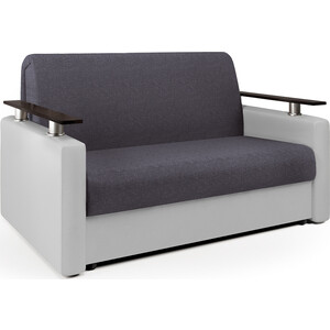 фото Шарм-дизайн диван-кровать шарм 120 серая рогожка и экокожа белая