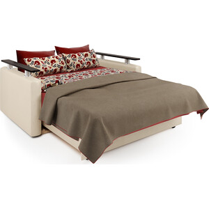 Диван-кровать Шарм-Дизайн Шарм 140 Корфу коричневый и экокожа беж
