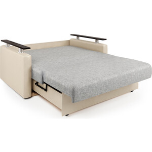 Диван-кровать Шарм-Дизайн Шарм 140 экокожа беж и серый шенилл