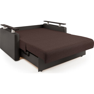Диван-кровать Шарм-Дизайн Шарм 140 рогожка шоколад и экокожа шоколад