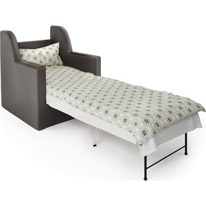 Кресло-кровать Шарм-Дизайн Соло экокожа шоколад и узоры