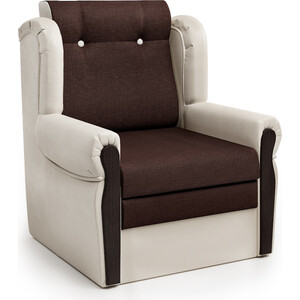 фото Шарм-дизайн кресло-кровать классика м экокожа беж и рогожка