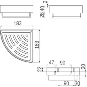 Угловая корзинка-полочка Inda Basket со съемной вставкой, хром/белая вкладка (AV231AAL13)