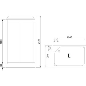 Душевая кабина Royal Bath НР 120x80x217 стекло черное/прозрачное, левая (RB8120HP7-BT-L)