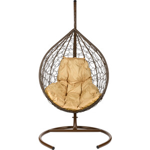 фото Подвесное кресло bigarden tropica brown бежевая подушка