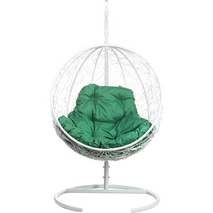 фото Подвесное кресло bigarden kokos white, зеленая подушка