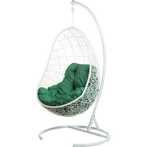 фото Подвесное кресло bigarden easy white, зеленая подушка