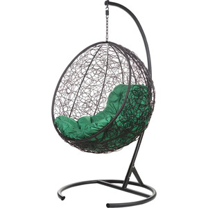 фото Подвесное кресло bigarden kokos black зеленая подушка
