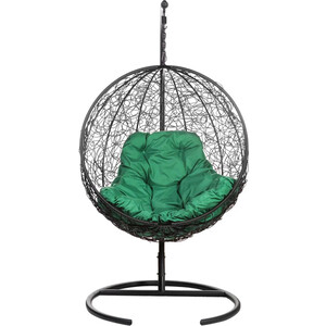 фото Подвесное кресло bigarden kokos black зеленая подушка