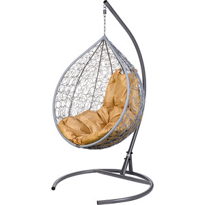 фото Подвесное кресло bigarden tropica gray бежевая подушка
