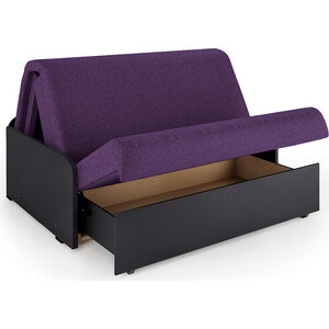 Диван-кровать Шарм-Дизайн Коломбо БП 100 фиолетовая рогожка и экокожа черный