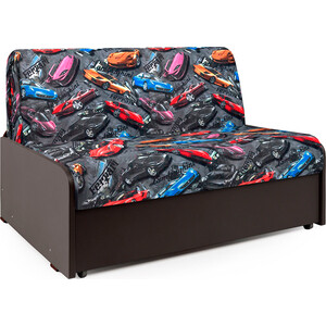 фото Диван-кровать шарм-дизайн коломбо бп 120 машинки и экокожа шоколад