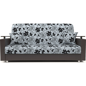 Диван-кровать Шарм-Дизайн Мелодия ДП №2 120 шенилл цветы и экокожа шоколад