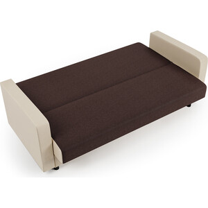 фото Диван-кровать шарм-дизайн мелодия 140 рогожка шоколад и экокожа беж